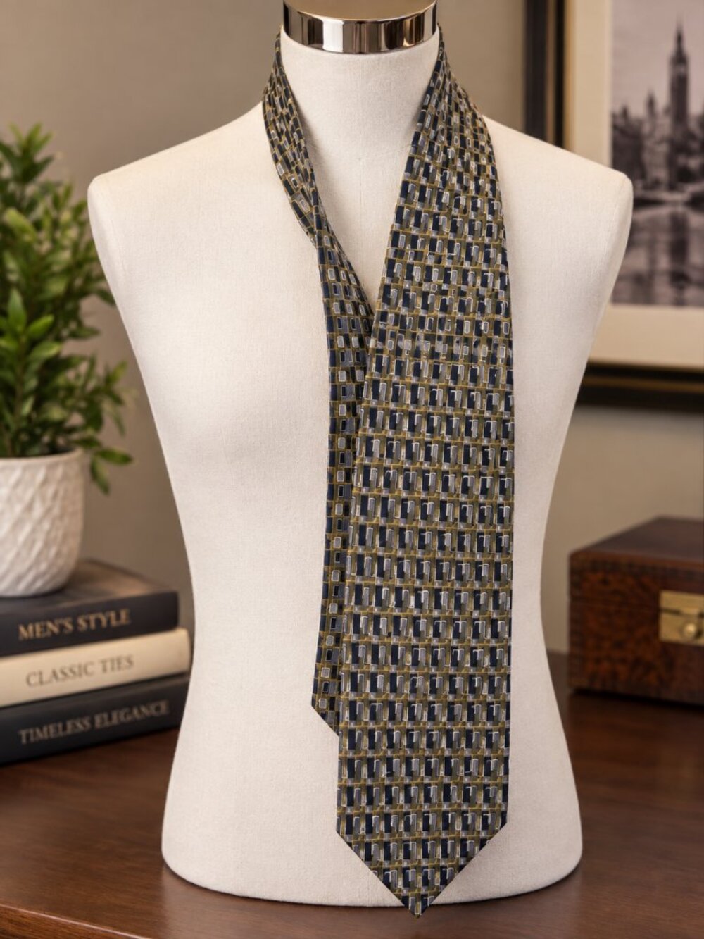 Men's Geometric Pattern Necktie - Picture 1 of 2